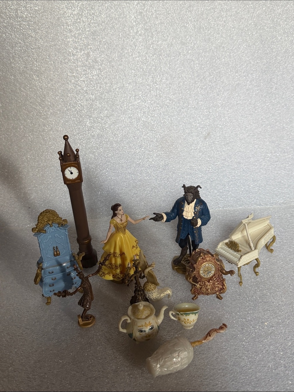 Beauty and the Beast 11 Piece Figurine Set with Yellow Dress Belle